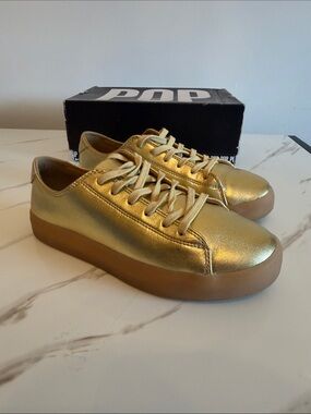 pop Metallic Gold Platform Sneakers